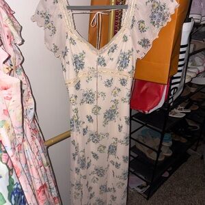 Floral Cream Maxi Dress